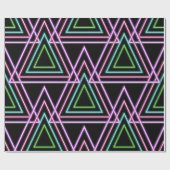 Zwart Kleurrijk Retro 80's Neon Geometrische Drieh Cadeaupapier (Vlak)