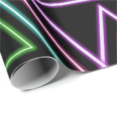 Zwart Kleurrijk Retro 80's Neon Geometrische Drieh Cadeaupapier (Rol Hoek)