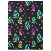 Zwart Kleurrijk Vlinderillustratiepatroon Klembord (Achterkant)