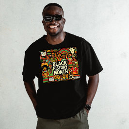 Zwart Kleurrijke Afro Cultuur Graphics T-shirt