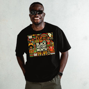 Zwart Kleurrijke Afro Cultuur Graphics T-shirt