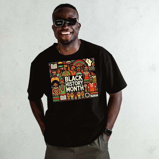Zwart Kleurrijke Afro Cultuur Graphics T-shirt