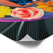 Zwart Kleurrijke Bloem Kristal Abstract Zoon & Ech Poster (Hoek)