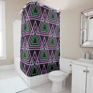 Zwart Kleurrijke Retro 80's Neon Geometrische Drie Douchegordijn