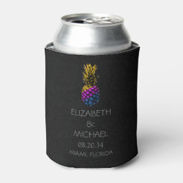 Zwart Kleurrijke Trendy ananas Bruiloft Custom Blikjeskoeler