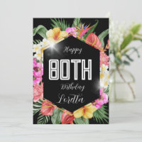 Zwart Kleurrijke Tropical Flowers 80e Verjaardag K