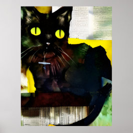 Zwart kleverschilderen van katten poster