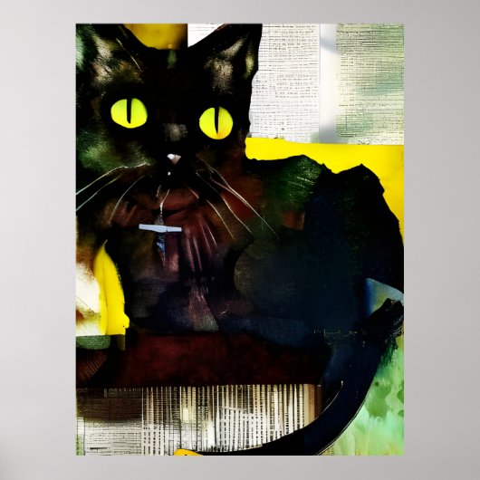 Zwart kleverschilderen van katten poster (Voorkant)