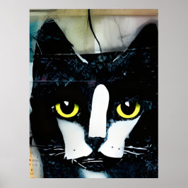 Zwart kleverschilderen van katten poster