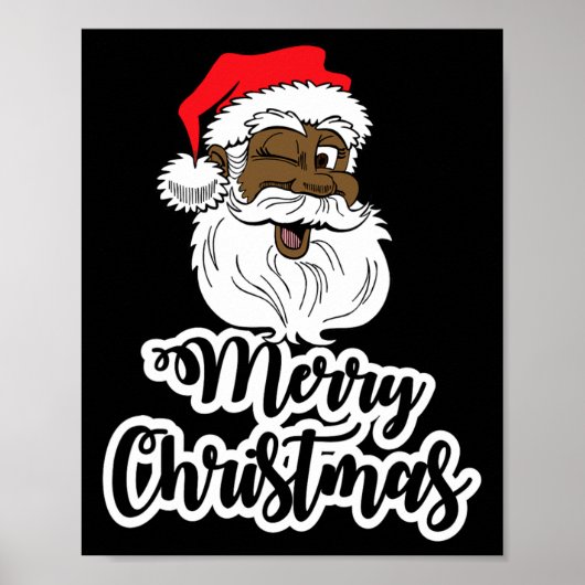 Zwart knipogen santa vrolijke kerst afrikaans amer poster (Voorkant)