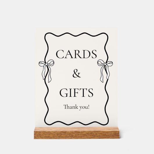 Zwart Knoopje Bridal Shower Kaarten & Cadeaus Acryl Bord (Voorkant)