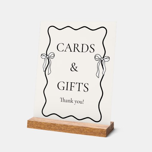 Zwart Knoopje Bridal Shower Kaarten & Cadeaus Acryl Bord (Hoek)