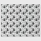 Zwart knuppelkbos en Pinecone Kerstmis Cadeaupapier (Vlak)