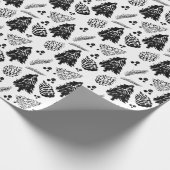 Zwart knuppelkbos en Pinecone Kerstmis Cadeaupapier (Hoek)
