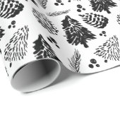 Zwart knuppelkbos en Pinecone Kerstmis Cadeaupapier (Rol Hoek)