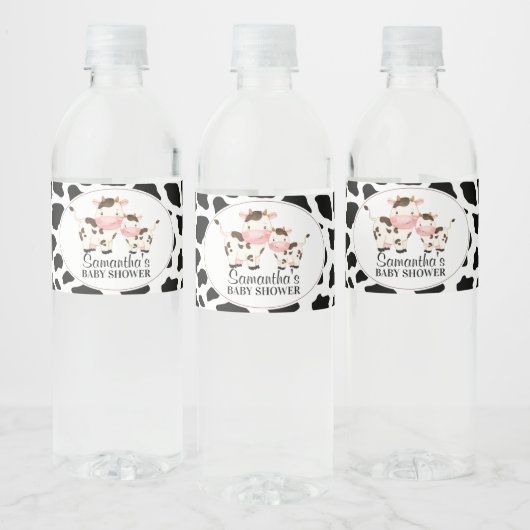 Zwart Koe Afdrukkerij Koe Baby shower Waterfles Etiket (Flessen)