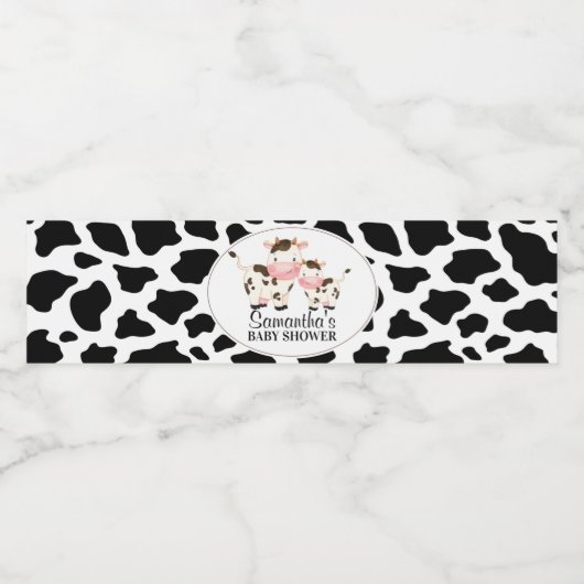 Zwart Koe Afdrukkerij Koe Baby shower Waterfles Etiket (Enkel label)