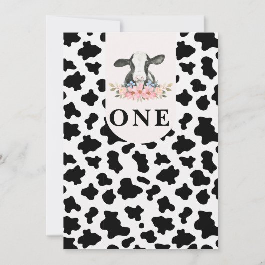 Zwart Koe Print Arch Bloemen Heilige Koe 1e Verjaa Kaart (Achterkant)