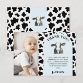 Zwart Koe Print Foto Heilige Koe 1e Verjaardag Bedankkaart (Voorkant / Achterkant)