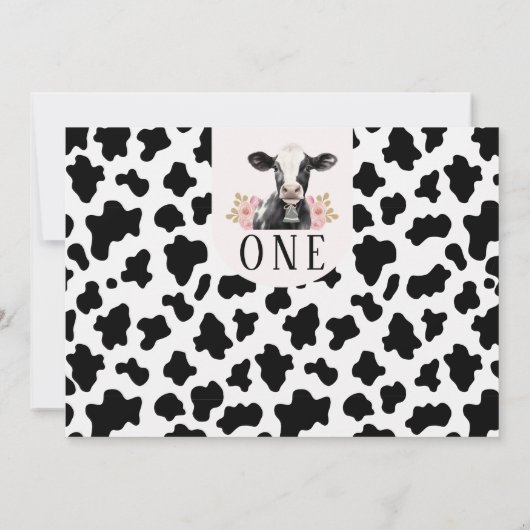 Zwart Koe Print Foto Heilige Koe 1e Verjaardag Kaart (Achterkant)