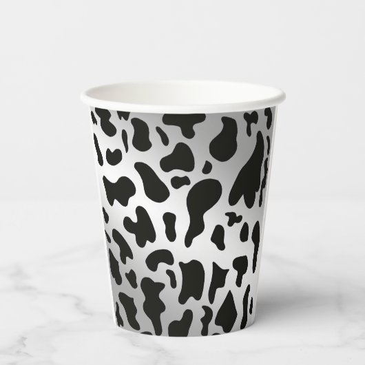 Zwart Koe Prints, zilver & goud Hoefijzer Verjaard Papieren Bekers (Achterkant)