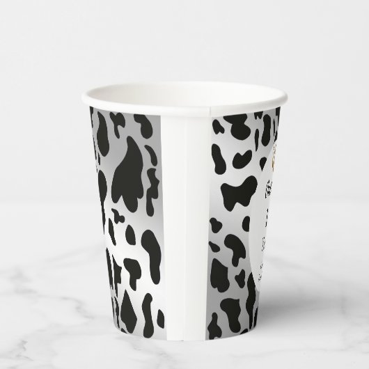 Zwart Koe Prints, zilver & goud Hoefijzer Verjaard Papieren Bekers (Rechts)