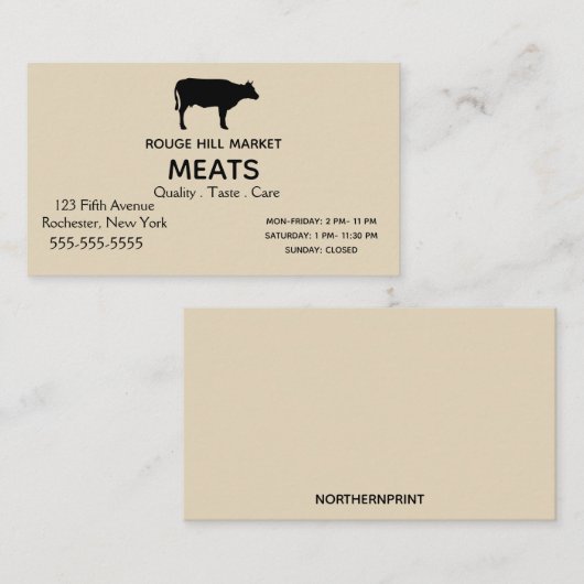 Zwart Koe Silhouet Visitekaartje (Voorkant / Achterkant)