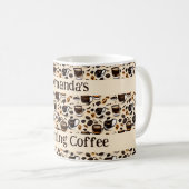 Zwart koffie olie verf patroon gepersonaliseerd koffiemok (Voorkant rechts)