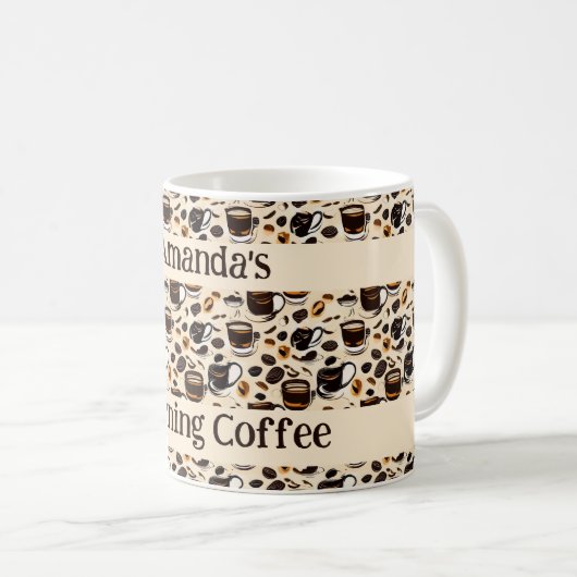 Zwart koffie olie verf patroon gepersonaliseerd koffiemok (Voorkant rechts)