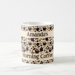 Zwart koffie olie verf patroon gepersonaliseerd koffiemok