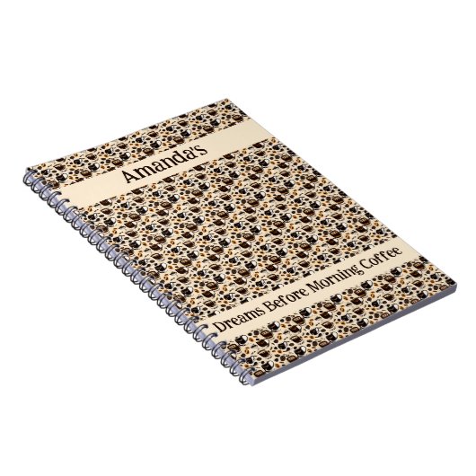 Zwart koffie olie verf patroon gepersonaliseerd notitieboek (Rechterzijde)