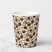 Zwart koffie olie verf patroon gepersonaliseerd papieren bekers (Achterkant)