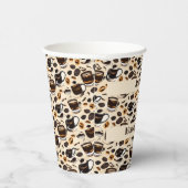 Zwart koffie olie verf patroon gepersonaliseerd papieren bekers (Rechts)
