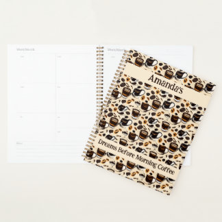Zwart koffie olie verf patroon gepersonaliseerd planner