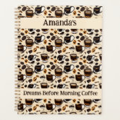 Zwart koffie olie verf patroon gepersonaliseerd planner (Voorkant)