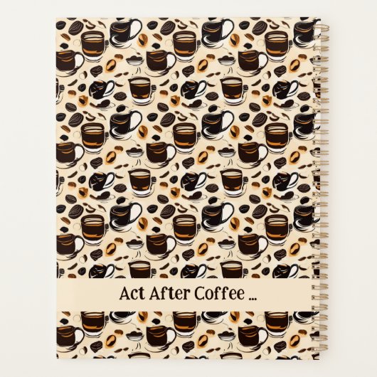 Zwart koffie olie verf patroon gepersonaliseerd planner (Achterkant)