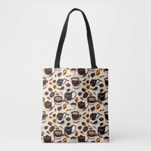 Zwart koffie olie verf patroon tote bag