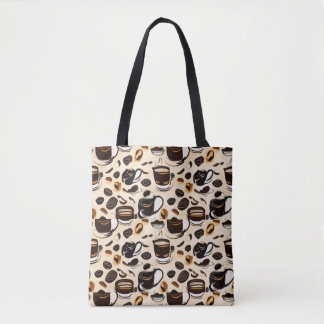 Zwart koffie olie verf patroon tote bag