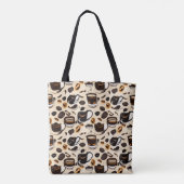Zwart koffie olie verf patroon tote bag (Achterkant)