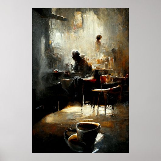 Zwart koffie op Jazz-geïnspireerd schilderen Poster (Voorkant)