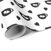 zwart koffiekoppatroon met zwarte harten cadeaupapier (Rol Hoek)