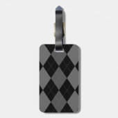 Zwart-kolen grijze argyle bagagelabel (Achterkant verticaal)
