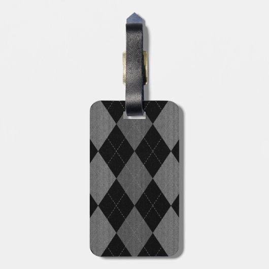 Zwart-kolen grijze argyle bagagelabel (Achterkant verticaal)