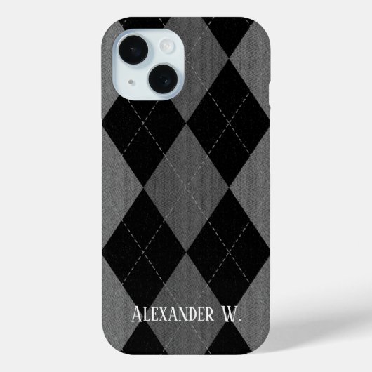 Zwart-kolen grijze argyle Case-Mate iPhone case (Achterkant)