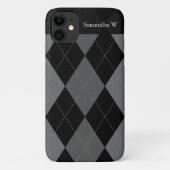 Zwart-kolen grijze argyle Case-Mate iPhone case (Achterkant)