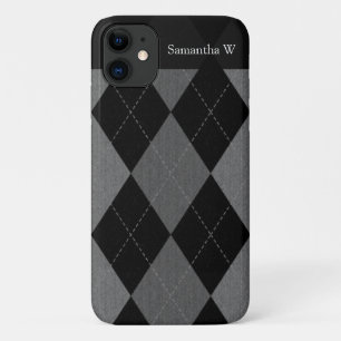 Zwart-kolen grijze argyle Case-Mate iPhone case