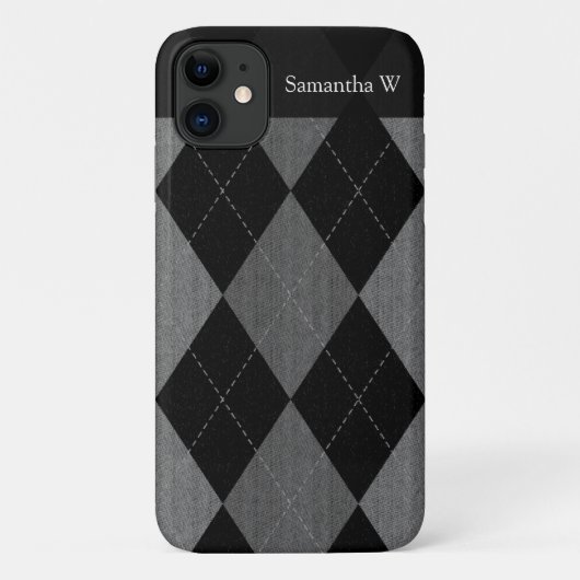 Zwart-kolen grijze argyle Case-Mate iPhone case (Achterkant)