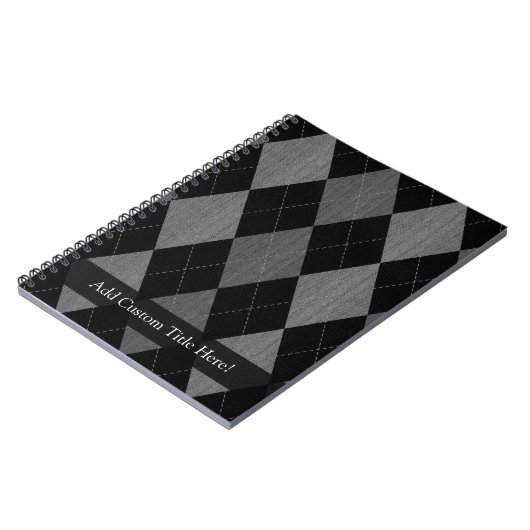 Zwart-kolen grijze argyle notitieboek (Linkerzijde)