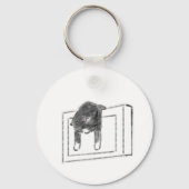 Zwart Konijn Hangen Frame Potlood Kunst Sleutelhanger (Voorkant)