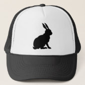 Zwart Konijn Silhouet Trucker Pet (Voorkant)